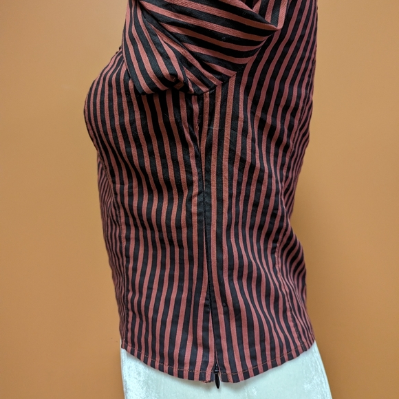 Free People Top Red Black Vintage Stripe Caroline Puff Sleeve Top Size XS - Picture 9 of 15